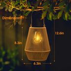 Handgewebte Solar-Gartenlaterne – Wasserdichtes Rattan-LED-Licht