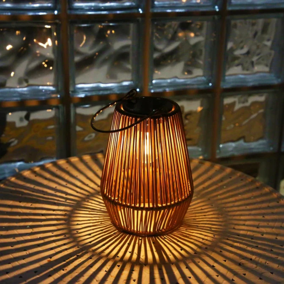 Handgewebte Solar-Gartenlaterne – Wasserdichtes Rattan-LED-Licht