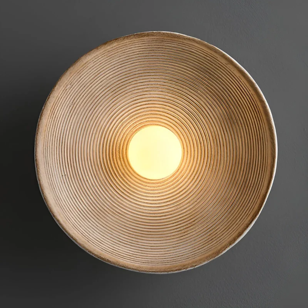 Runde Wandleuchte aus Glas & Harz – Wabi-Sabi-Stil, Dreifarbig