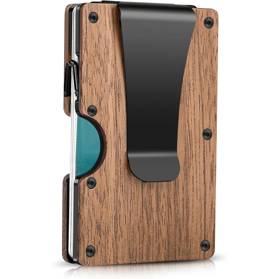 Slim Card Holder with Money Clip – RFID Protection