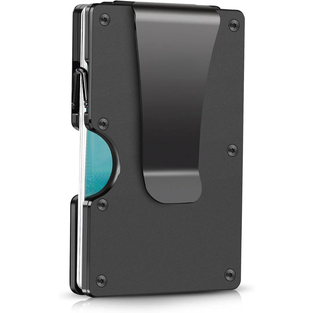 Slim Card Holder with Money Clip – RFID Protection