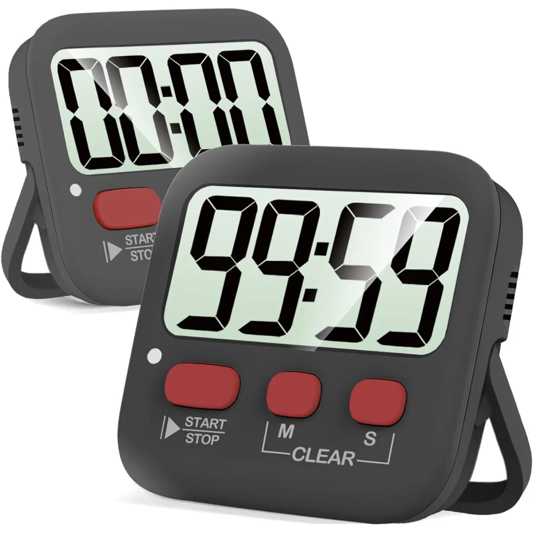 Digital Kitchen Timer with Large Display – 2-Pack