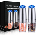 Electric Pepper & Salt Grinder Set with 2 Pieces – Rechargeable with LED Light