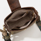 Vintage Crossbody Bucket Bag with Woven Artisan Strap