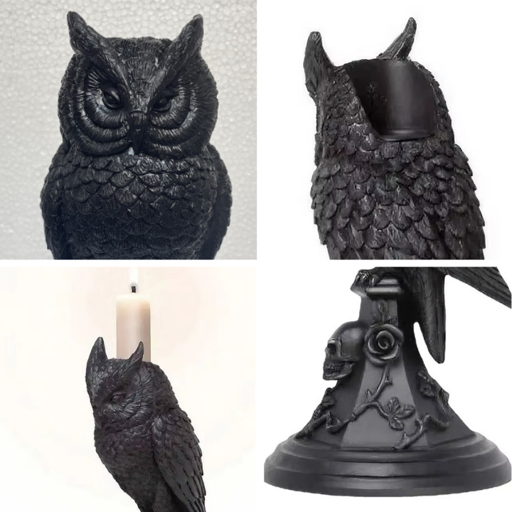 Kerzenhalter Gotik-Stil aus Kunstharz mit Tiermotiv