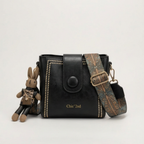 Vintage Crossbody Bucket Bag with Woven Artisan Strap