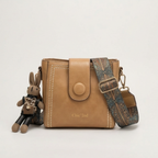 Vintage Crossbody Bucket Bag with Woven Artisan Strap