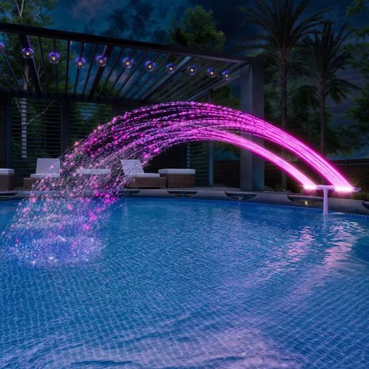 Solar Pool Fountain with RGB LED Light – Double Arch, Remote Control