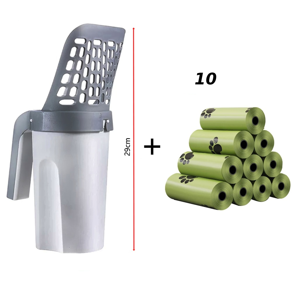 Cat litter scoop set with waste bags – Quick and hygienic
