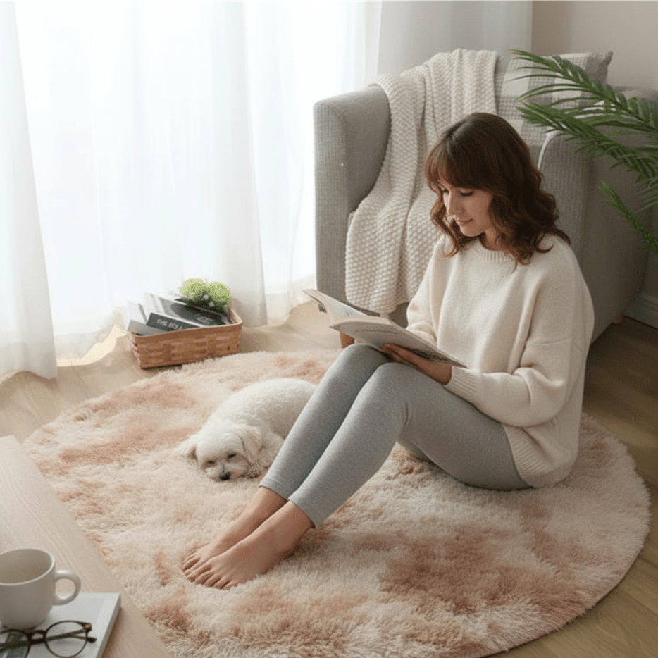 Hochflor Rundteppich mit Plüschoberfläche – Ultraweich