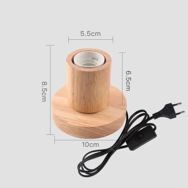 Retro Holz-Tischlampe mit warmweißer LED-Glühbirne