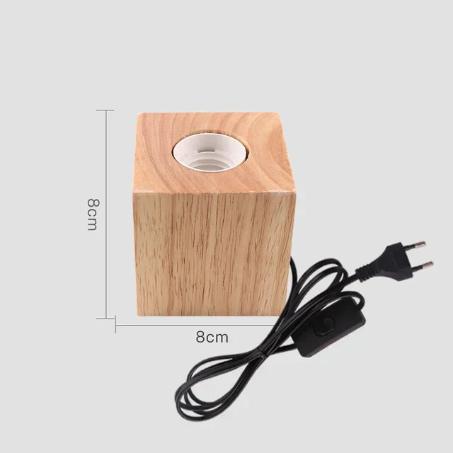 Retro Holz-Tischlampe mit warmweißer LED-Glühbirne