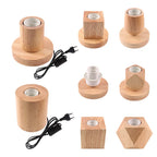 Retro Holz-Tischlampe mit warmweißer LED-Glühbirne