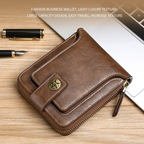 Vintage Wallet with All-Around Zipper, Card Slots & Coin Pocket