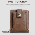 Vintage Wallet with All-Around Zipper, Card Slots & Coin Pocket