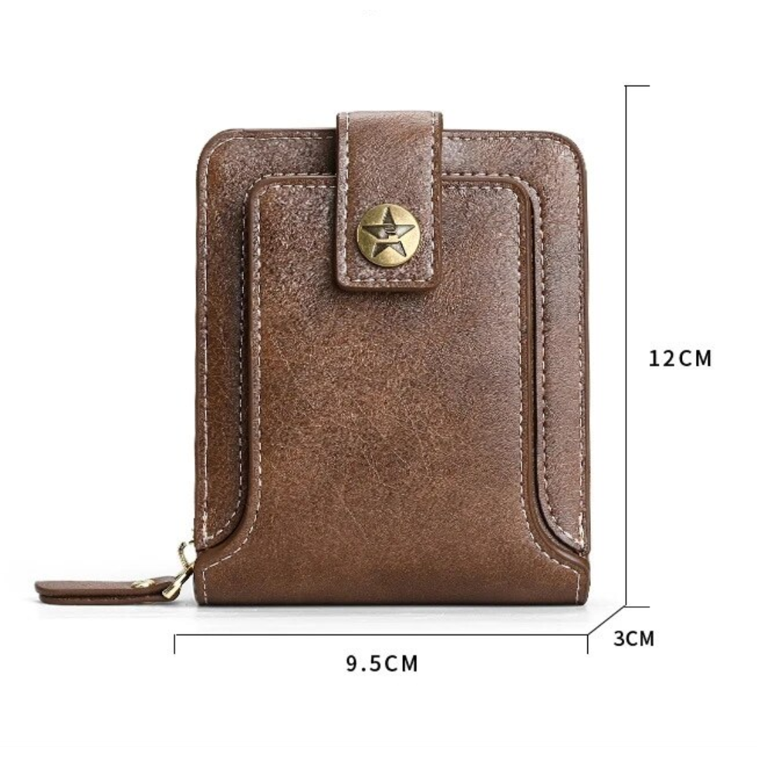 Vintage Wallet with All-Around Zipper, Card Slots & Coin Pocket