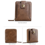 Vintage Wallet with All-Around Zipper, Card Slots & Coin Pocket