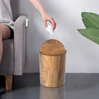 Trash Can with Swing Lid and Wood Look