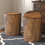 Trash Can with Swing Lid and Wood Look