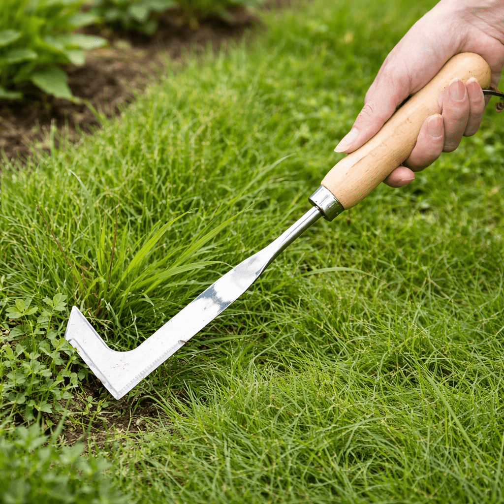 Edelstahl Unkrauthacke mit L-Form für präzise Gartenarbeit