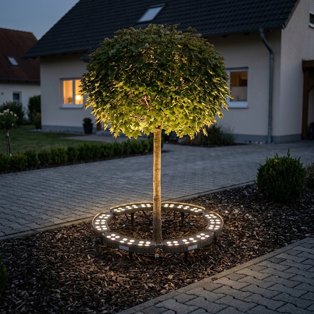 Modular LED tree ring segment – ground spotlight for trees and poles, IP65