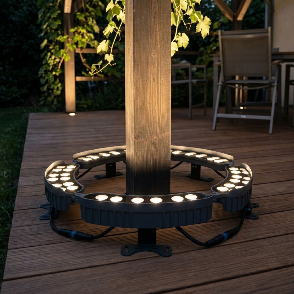 Modular LED tree ring segment – ground spotlight for trees and poles, IP65