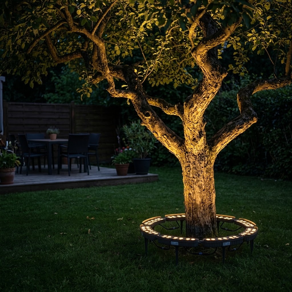 Modular LED tree ring segment – ground spotlight for trees and poles, IP65