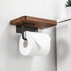 Wooden Toilet Paper Holder with Shelf – Wall Mountable