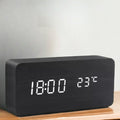 Wooden LED alarm clock with temperature display