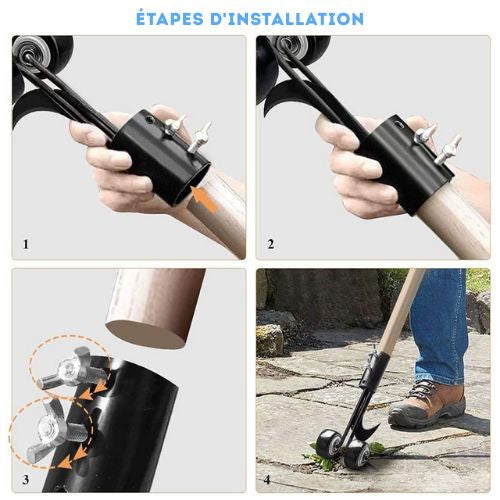 Rolling weed puller – back-friendly for sidewalks and joints