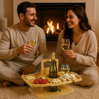 Weintisch Holz klappbar mit Snackfächern und Glashalter