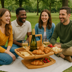 Weintisch Holz klappbar mit Snackfächern und Glashalter