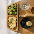 Weintisch Holz klappbar mit Snackfächern und Glashalter