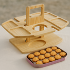 Weintisch Holz klappbar mit Snackfächern und Glashalter