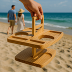 Weintisch Holz klappbar mit Snackfächern und Glashalter