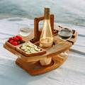 Weintisch Holz klappbar mit Snackfächern und Glashalter