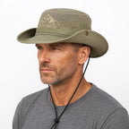 Sun hat with wide brim and mesh ventilation