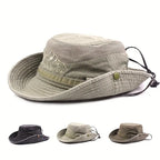 Sun hat with wide brim and mesh ventilation