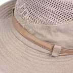 Sun hat with wide brim and mesh ventilation