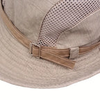 Sun hat with wide brim and mesh ventilation