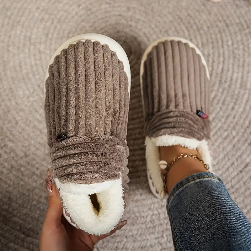 Winterhausschuhe Cord mit Plüschfutter