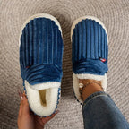 Winterhausschuhe Cord mit Plüschfutter