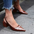 Pointed Slingback Pumps with Block Heel