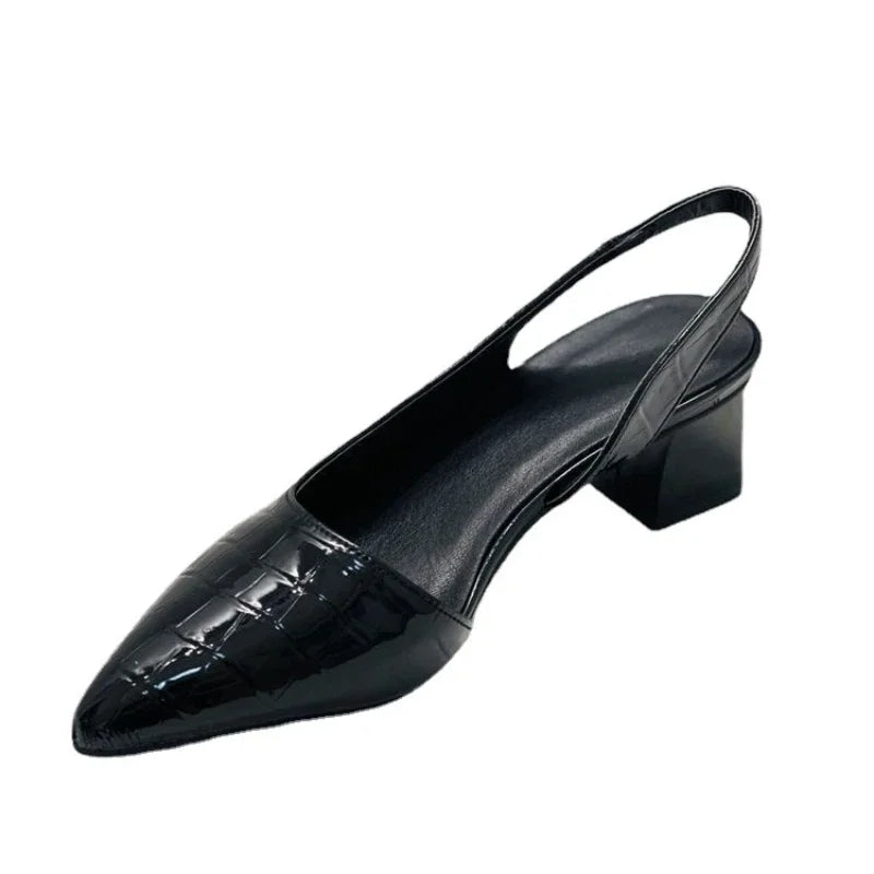 Pointed Slingback Pumps with Block Heel