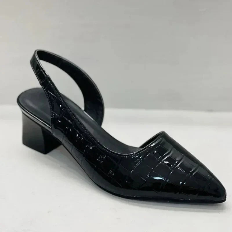 Pointed Slingback Pumps with Block Heel