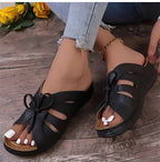 Women's Sandals with Bow and Wedge Heel – Orthopedic Insole