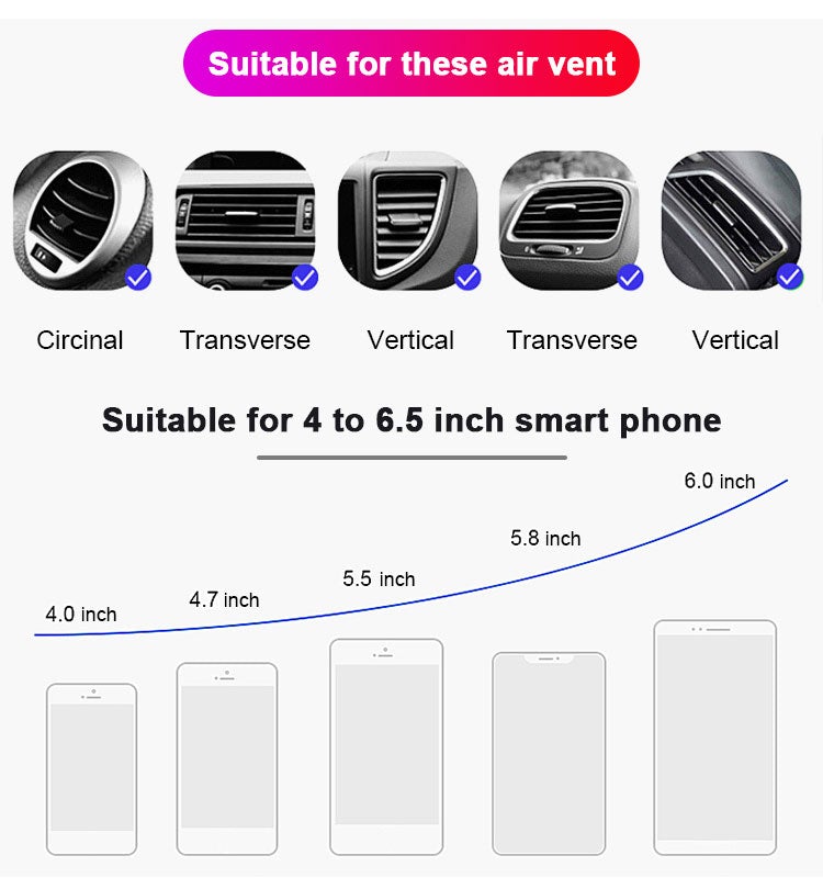 Wireless car charger with automatic phone holder
