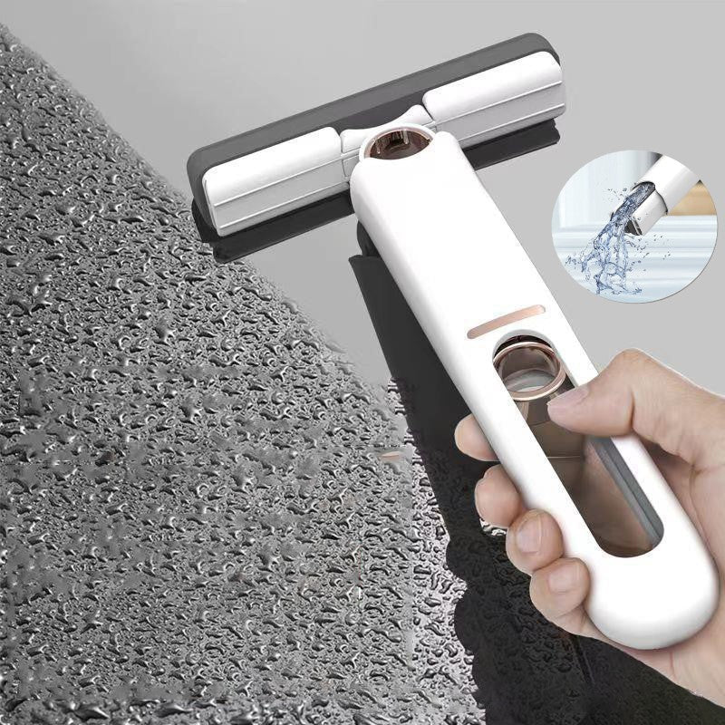 Compact floor mop with spray function and washable pads