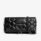 Clutch with rhinestone details and chain shoulder strap