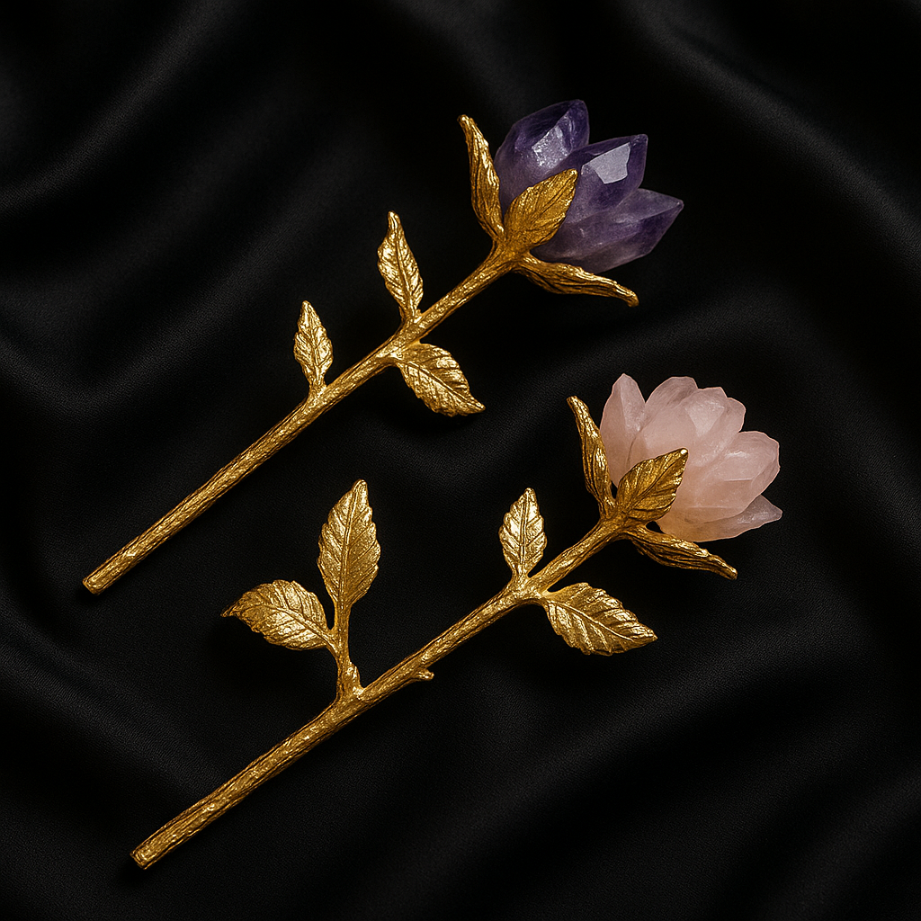 Crystal rose with gemstone – Handmade decoration